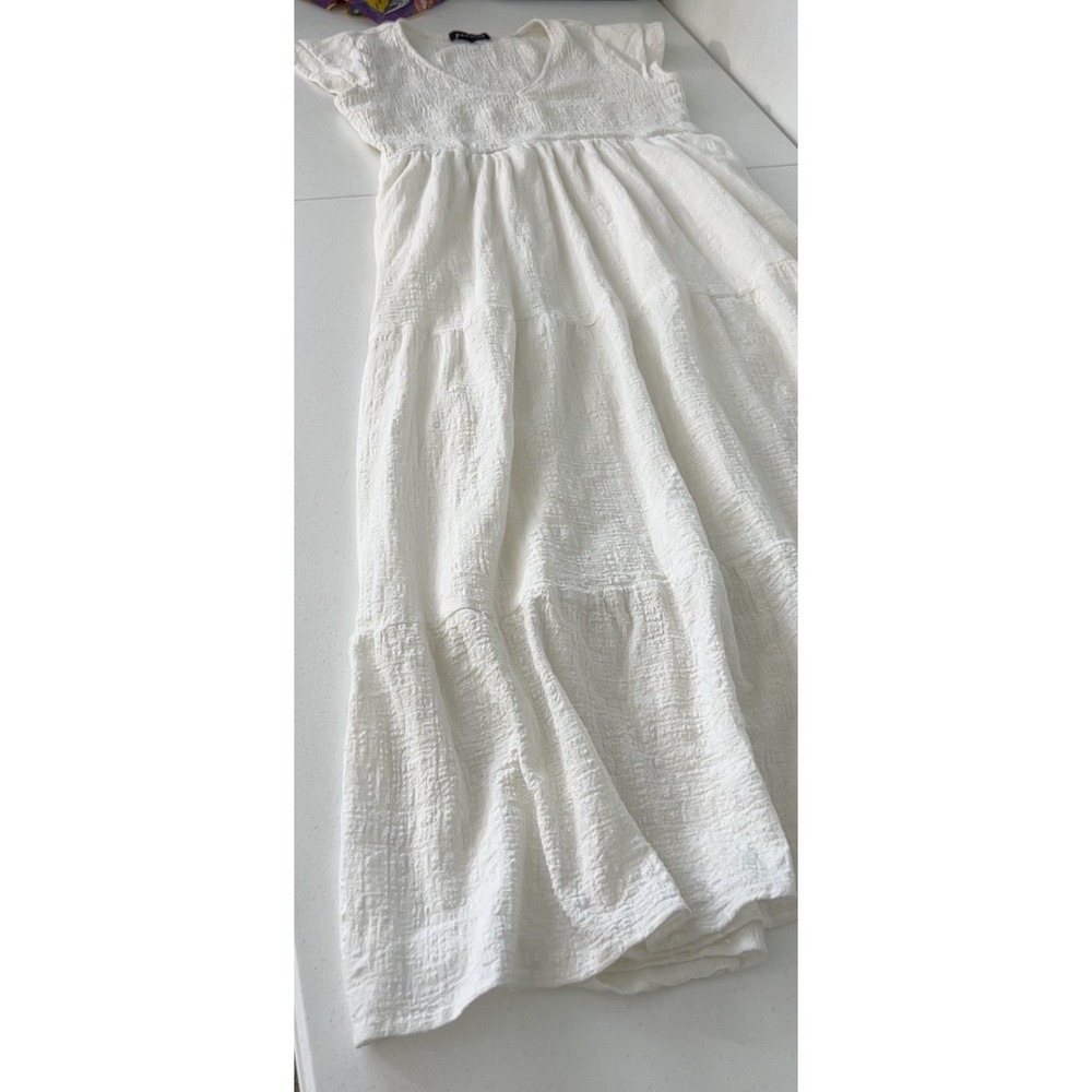 GibsonLook white cotton maxi midi dress L boho shabby chic regency cottage core - Picture 12 of 16
